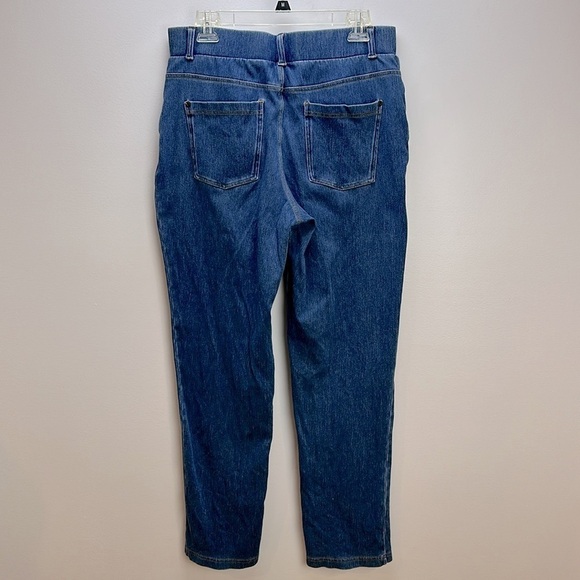 LL Bean Denim Stretch Pull On Straight Leg Jeans Size Medium Regular High Rise - Picture 3 of 14